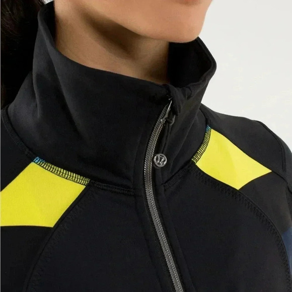 Lululemon Nice Asana Long Sleeve Jacket in Black / Pow  Stripe Split Pea Size 4 - Picture 4 of 13